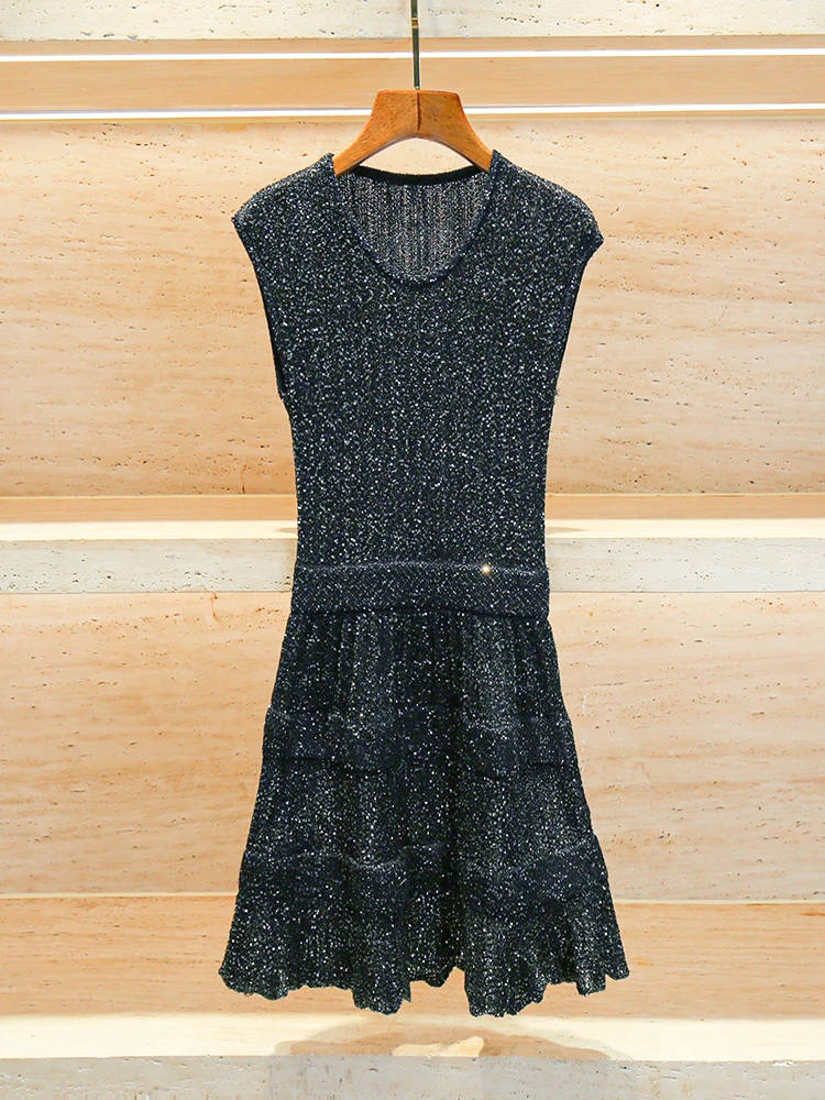 South Oil High-End Women's Spring Cake Knitted Dress Sparkling Sequin Sleeveless Waist-Cinched Midi Retro Style round Neck A-...
South Oil High-End Women's Spring Cake Knitted Dress Sparkling Sequin Sleeveless Waist-Cinched Midi Retro Style round Neck A-...