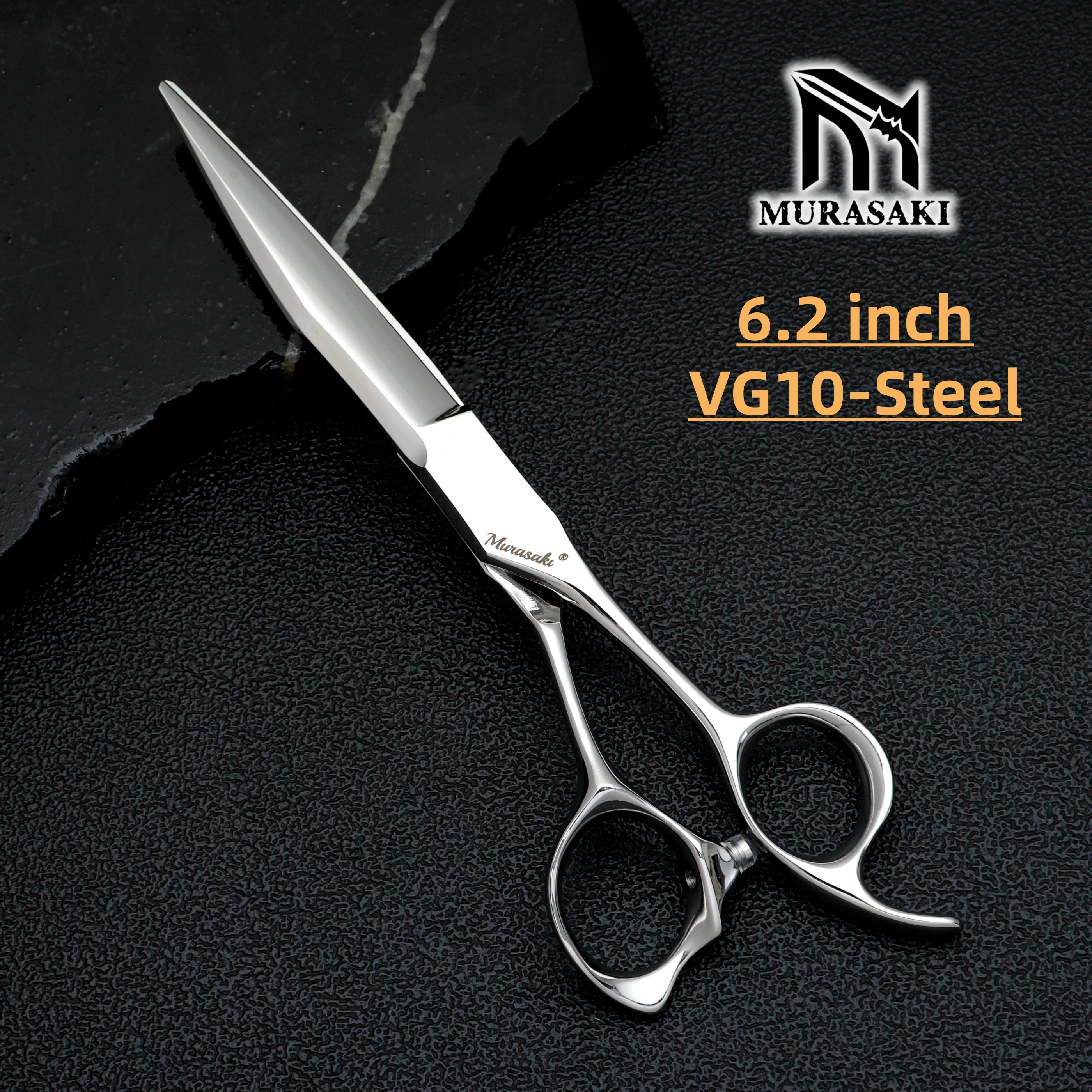 Профессиональные парикмахерские ножницы MURASAKI, ножницы для стрижки волос из стали VG10, конструкция лезвия в форме меча, более мощная стрижка.
Профессиональные парикмахерские ножницы MURASAKI, ножницы для стрижки волос из стали VG10, конструкция лезвия в форме меча, более мощная стрижка.