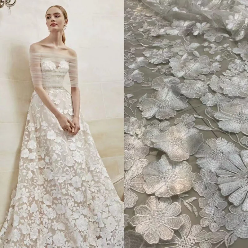 Solid Color Decal Embroidered Mesh Fabric for DIY Sewing Wedding Dress Clothing Fashion Designer Fabrics Material Cloth
Solid Color Decal Embroidered Mesh Fabric for DIY Sewing Wedding Dress Clothing Fashion Designer Fabrics Material Cloth
