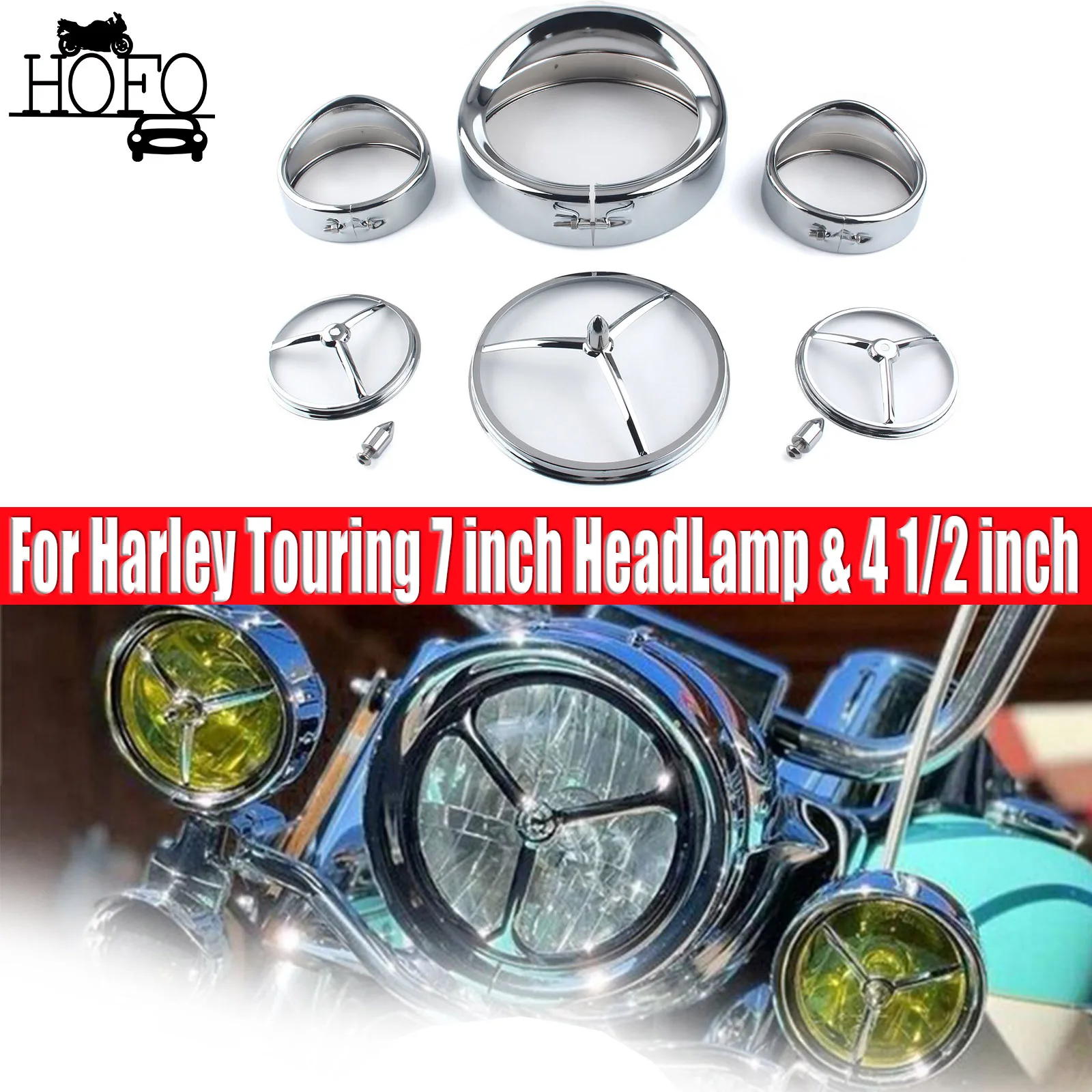 7" Headlight 4.5" Fog Light Bullet Trim & Visor Bezel Auxiliary Light Lamp Trim Ring For Harley Touring Electra Tour Street Glid
7" Headlight 4.5" Fog Light Bullet Trim & Visor Bezel Auxiliary Light Lamp Trim Ring For Harley Touring Electra Tour Street Glid