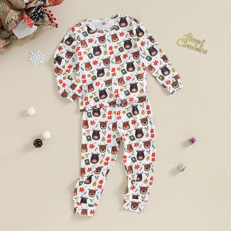 Girls 2 Piece Holiday Outfit Santa Claus Reindeer Print Long Sleeve Sweater and Stretchy Leggings Set for Toddlers
Girls 2 Piece Holiday Outfit Santa Claus Reindeer Print Long Sleeve Sweater and Stretchy Leggings Set for Toddlers