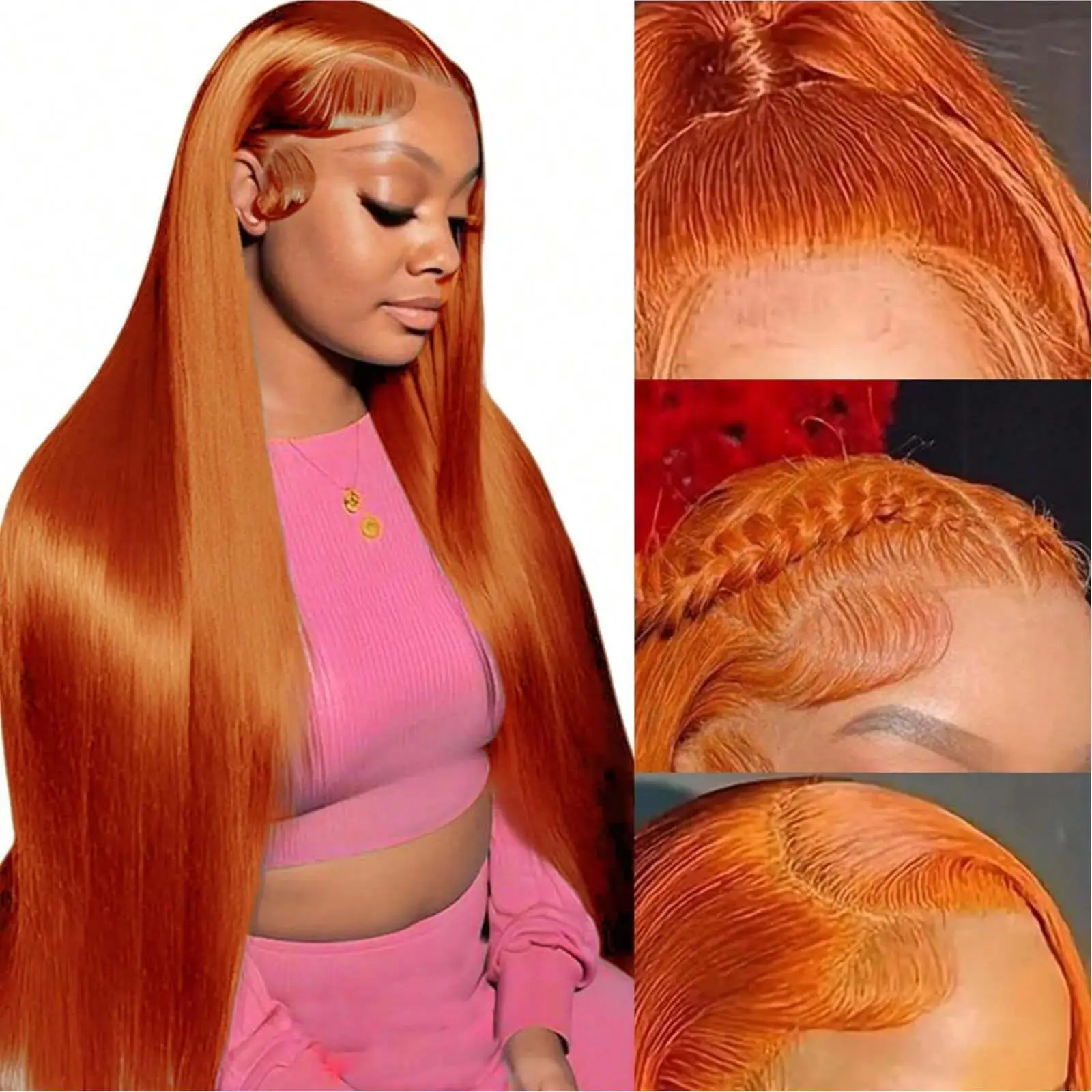 13x4 Lace Front Wigs 180/200 Density 350 Colored Ginger Orange Straight Brazilian Human Hair Wig Pre Plucked For Women Sale
13x4 Lace Front Wigs 180/200 Density 350 Colored Ginger Orange Straight Brazilian Human Hair Wig Pre Plucked For Women Sale