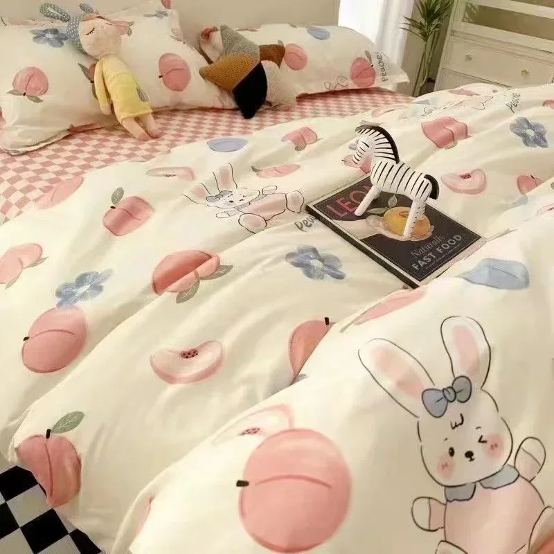 Floral Quilt Cover Cartoon Rabbit Peach Duvet Cover Flat Sheet Pillowcases For Boys Girls Bed Linen Simple Pink Bedding
Floral Quilt Cover Cartoon Rabbit Peach Duvet Cover Flat Sheet Pillowcases For Boys Girls Bed Linen Simple Pink Bedding