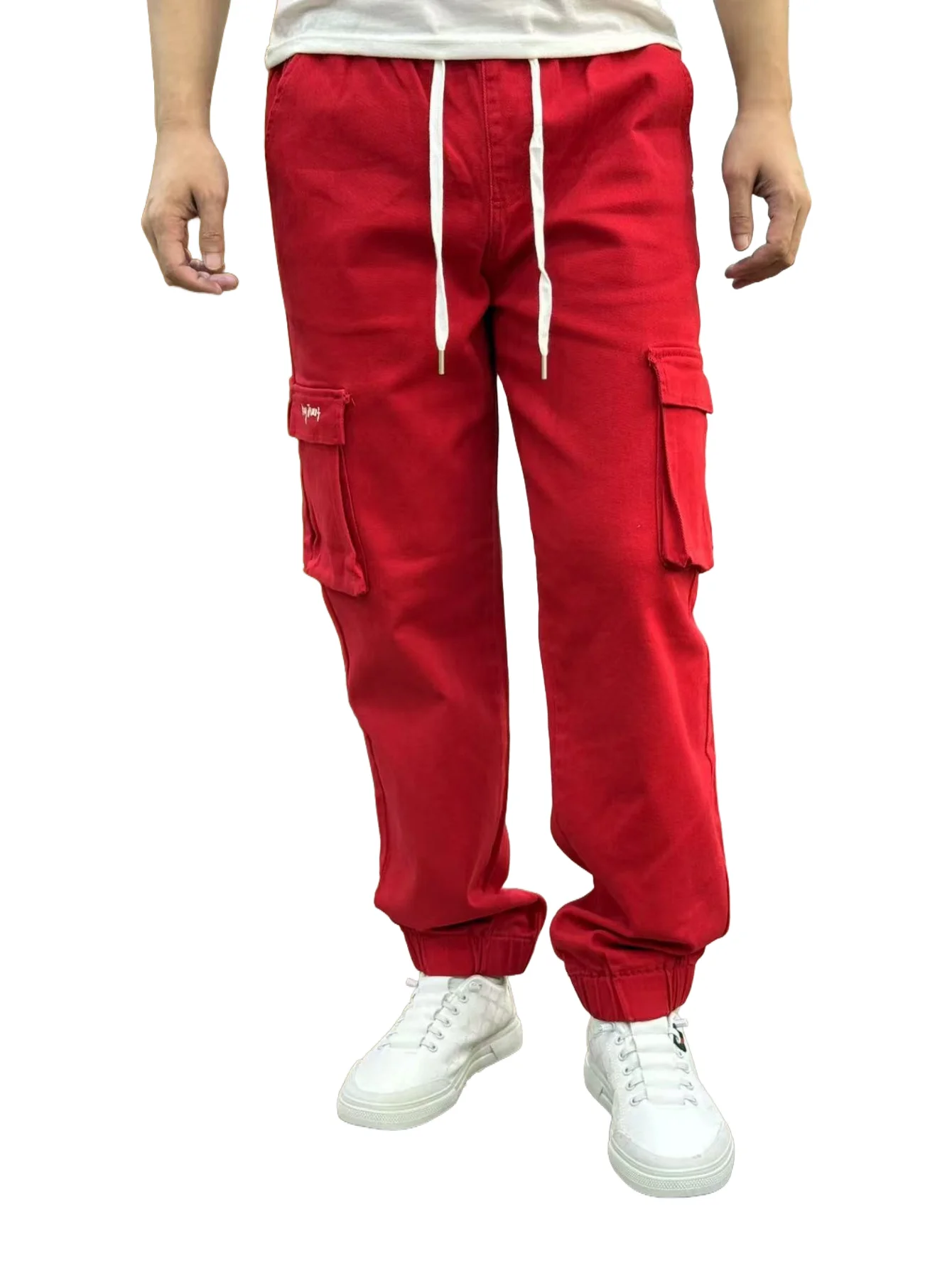 KING JEANS Мужские красные брюки с эластичной резинкой на талии Модные модные брюки в стиле хип-хоп с многофункциональными карманами и манжетами
KING JEANS Мужские красные брюки с эластичной резинкой на талии Модные модные брюки в стиле хип-хоп с многофункциональными карманами и манжетами