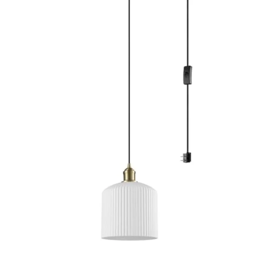 1-Light Plug-in Pendant Light White Resin Shade 15ft Fabric Cord and in-Line Switch Modern Minimalist Lighting for Office Bedro
1-Light Plug-in Pendant Light White Resin Shade 15ft Fabric Cord and in-Line Switch Modern Minimalist Lighting for Office Bedro