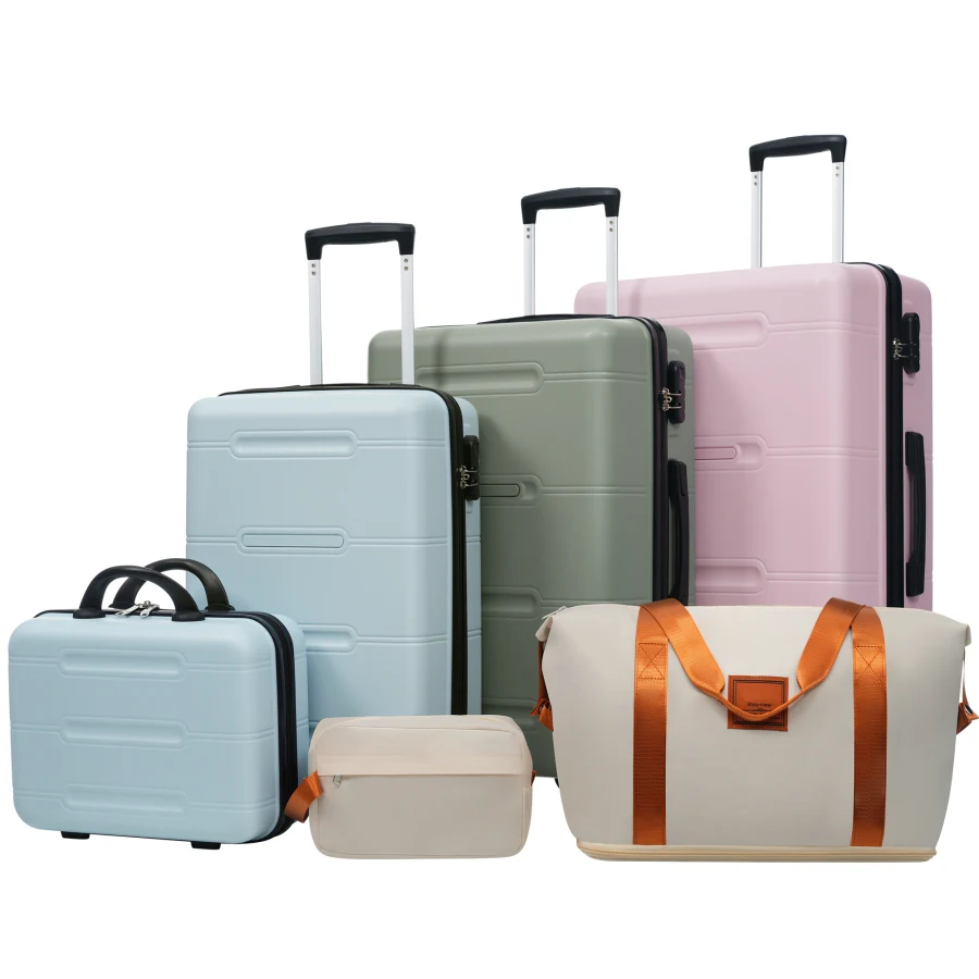 6 Piece Luggage Set for Travel: Lightweight ABS Hardshell, Black with Scratch-Resistant Finish, Double Spinner Wheels, TSA Pass
6 Piece Luggage Set for Travel: Lightweight ABS Hardshell, Black with Scratch-Resistant Finish, Double Spinner Wheels, TSA Pass