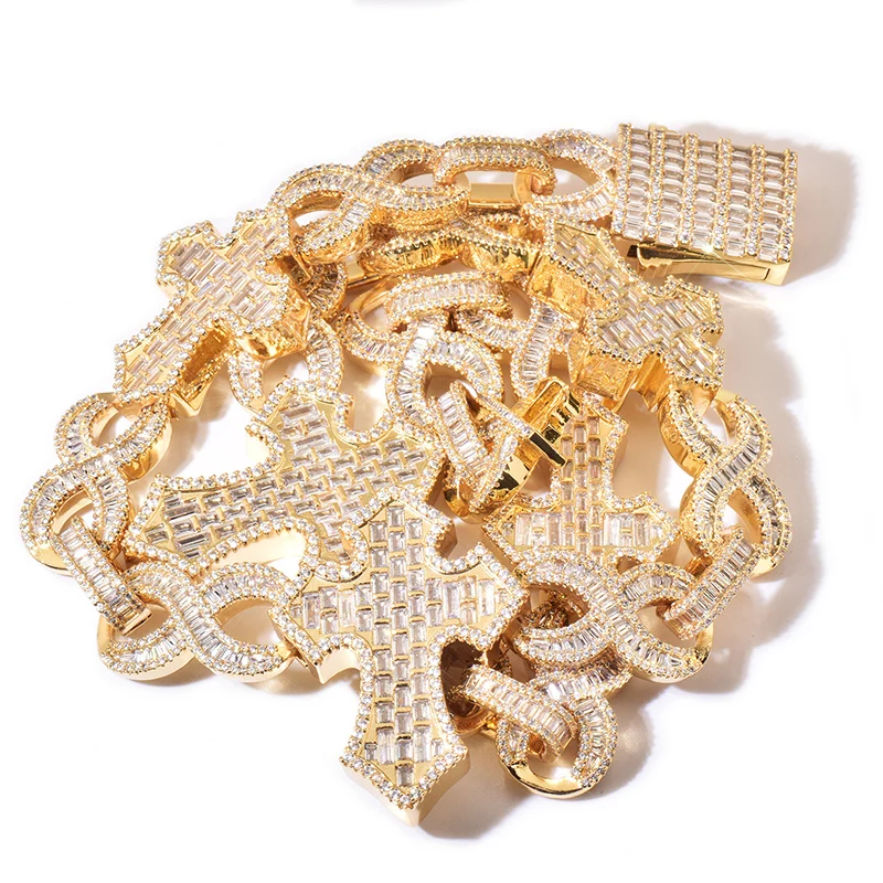 Hip Hop 5A+ Cubic Zirconia Paved Bling Iced Out Crosses Infinity Link Chain Necklace for Men Rapper Jewelry Gold Silver Color
Hip Hop 5A+ Cubic Zirconia Paved Bling Iced Out Crosses Infinity Link Chain Necklace for Men Rapper Jewelry Gold Silver Color