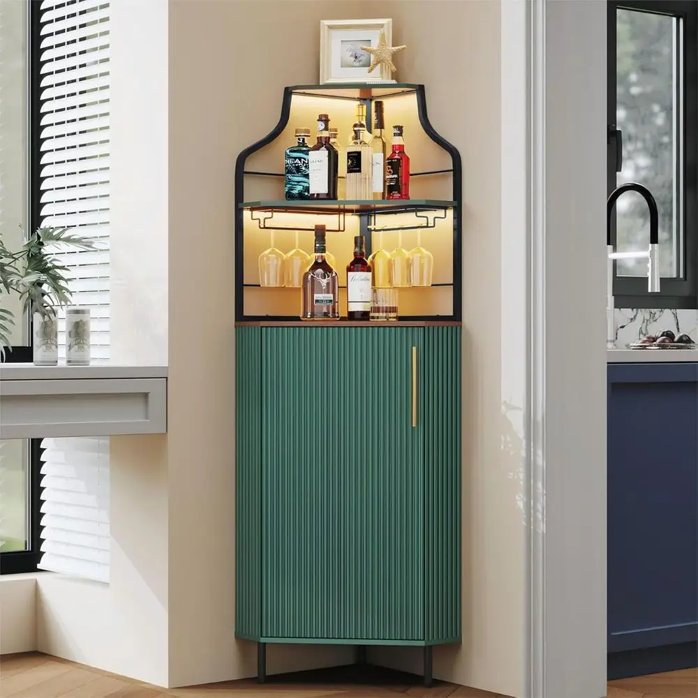 LED Illuminated 4-Tier Coffee Bar with Glass Holder, Suitable for Liquor Storage, Ideal for Kitchen, Dining, Living Rooms, Green
LED Illuminated 4-Tier Coffee Bar with Glass Holder, Suitable for Liquor Storage, Ideal for Kitchen, Dining, Living Rooms, Green
