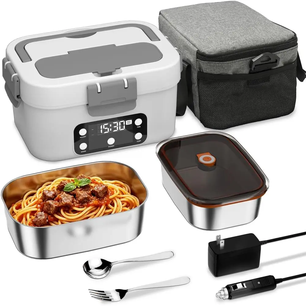 Extra-Large 6.7 Cups Digital Electric Lunch Box with Timer, Auto-Warm, Stainless Steel, Car & Home, Includes Utensils
Extra-Large 6.7 Cups Digital Electric Lunch Box with Timer, Auto-Warm, Stainless Steel, Car & Home, Includes Utensils