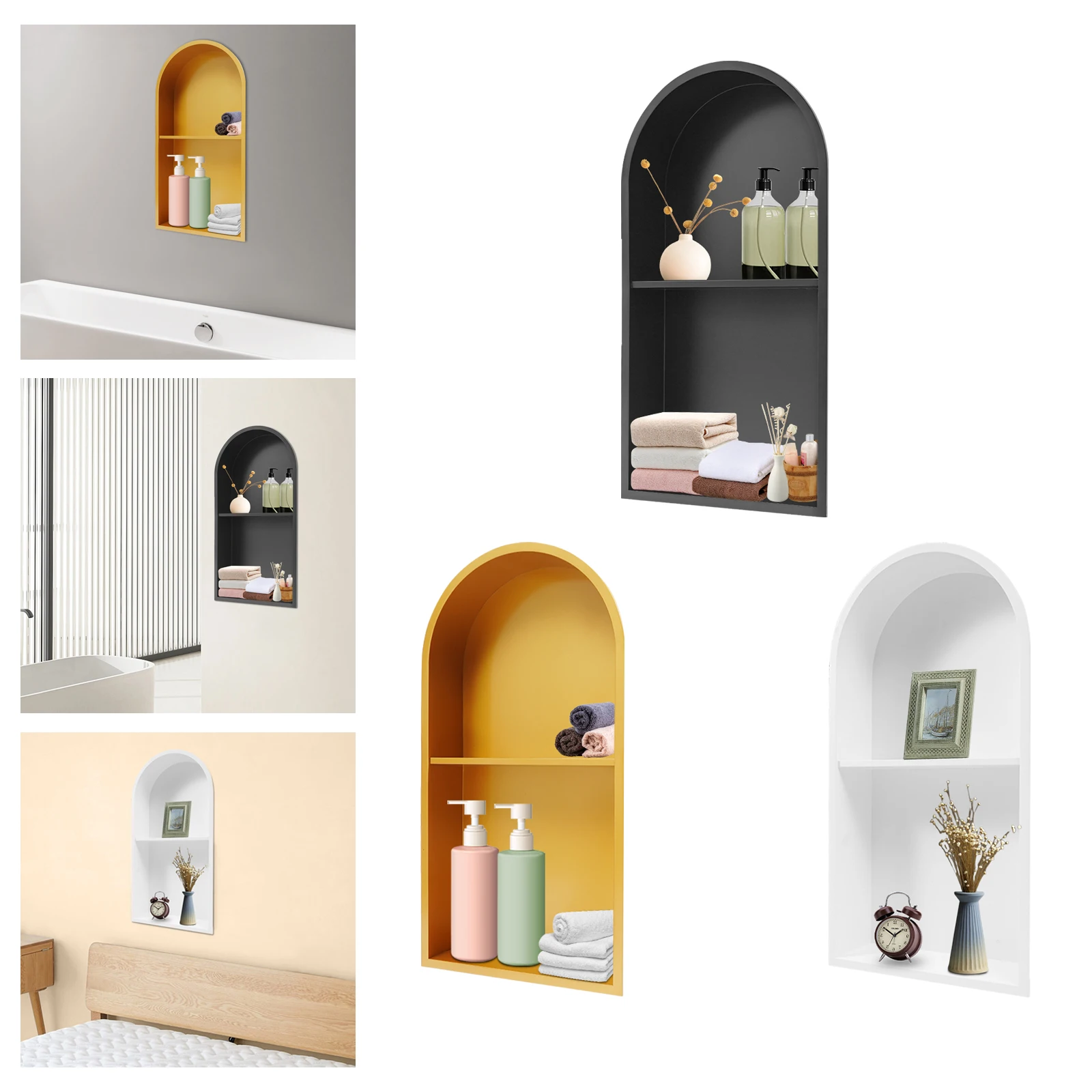 12*3.94*24in 304 Stainless Steel Niche,Gold/Black/White 2 Tiers Arched Shower Nich Wall-mounted for Bathrooms
12*3.94*24in 304 Stainless Steel Niche,Gold/Black/White 2 Tiers Arched Shower Nich Wall-mounted for Bathrooms