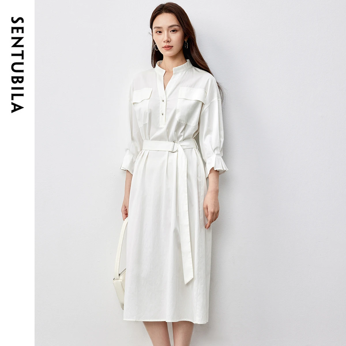 SENTUBILA Lyocell Cotton Shirt Dress for Women 2026 Spring Fall Stand Neck Flare Three Quarter Sleeve Dresses Ladies 151L58196
SENTUBILA Lyocell Cotton Shirt Dress for Women 2026 Spring Fall Stand Neck Flare Three Quarter Sleeve Dresses Ladies 151L58196