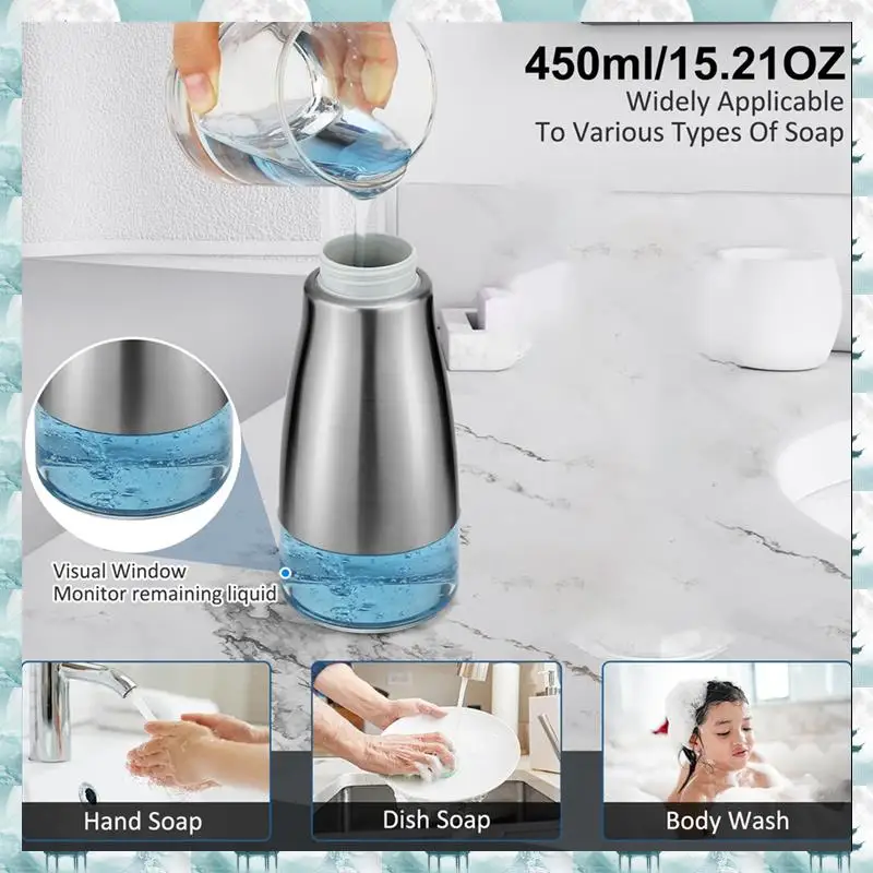 Caci Automatic Soap Dispenser Touchless Stainless Steel Auto Liquid Hand Dish Soap Dispenser Hands Free Electric
Caci Automatic Soap Dispenser Touchless Stainless Steel Auto Liquid Hand Dish Soap Dispenser Hands Free Electric