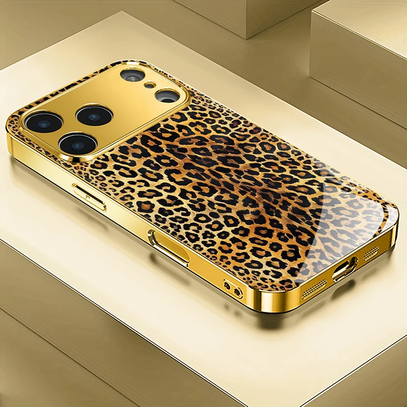 Gold Brown Leopard Print Gold Metallic Paint Glass Phone Case For iPhone 17 Pro Max 11 12 13 14 15 16 Pro Plus 17 Air 16E Cover
Gold Brown Leopard Print Gold Metallic Paint Glass Phone Case For iPhone 17 Pro Max 11 12 13 14 15 16 Pro Plus 17 Air 16E Cover