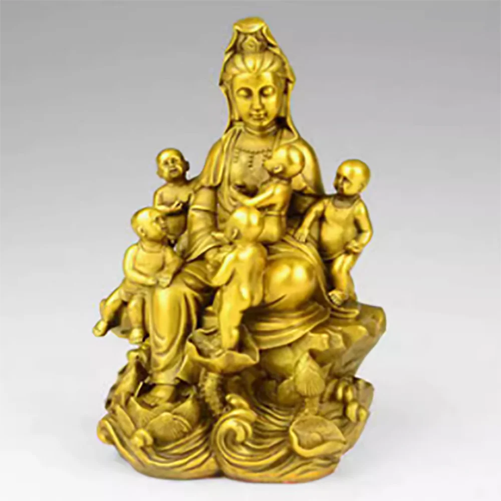 Full copper five son Guanyin Buddha statue living room, home living room handicraft ornaments
Full copper five son Guanyin Buddha statue living room, home living room handicraft ornaments