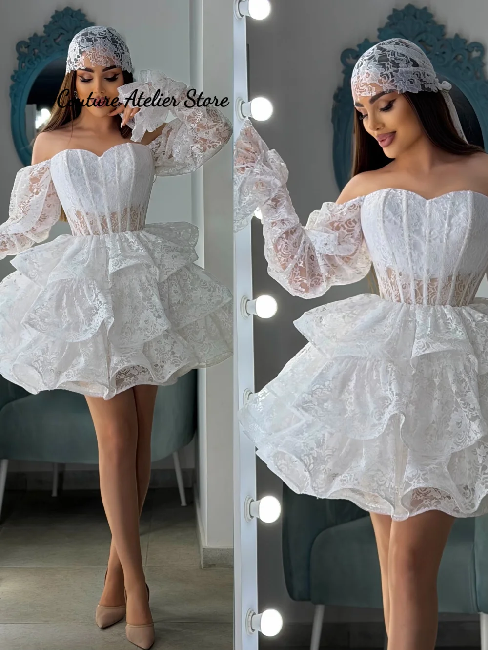 White Lace Prom Dress Homecoming Dresses Shinny A-line Sleeveless Strapless Mini Bespoke Occasion Vestidos De Fiesta Customized
White Lace Prom Dress Homecoming Dresses Shinny A-line Sleeveless Strapless Mini Bespoke Occasion Vestidos De Fiesta Customized