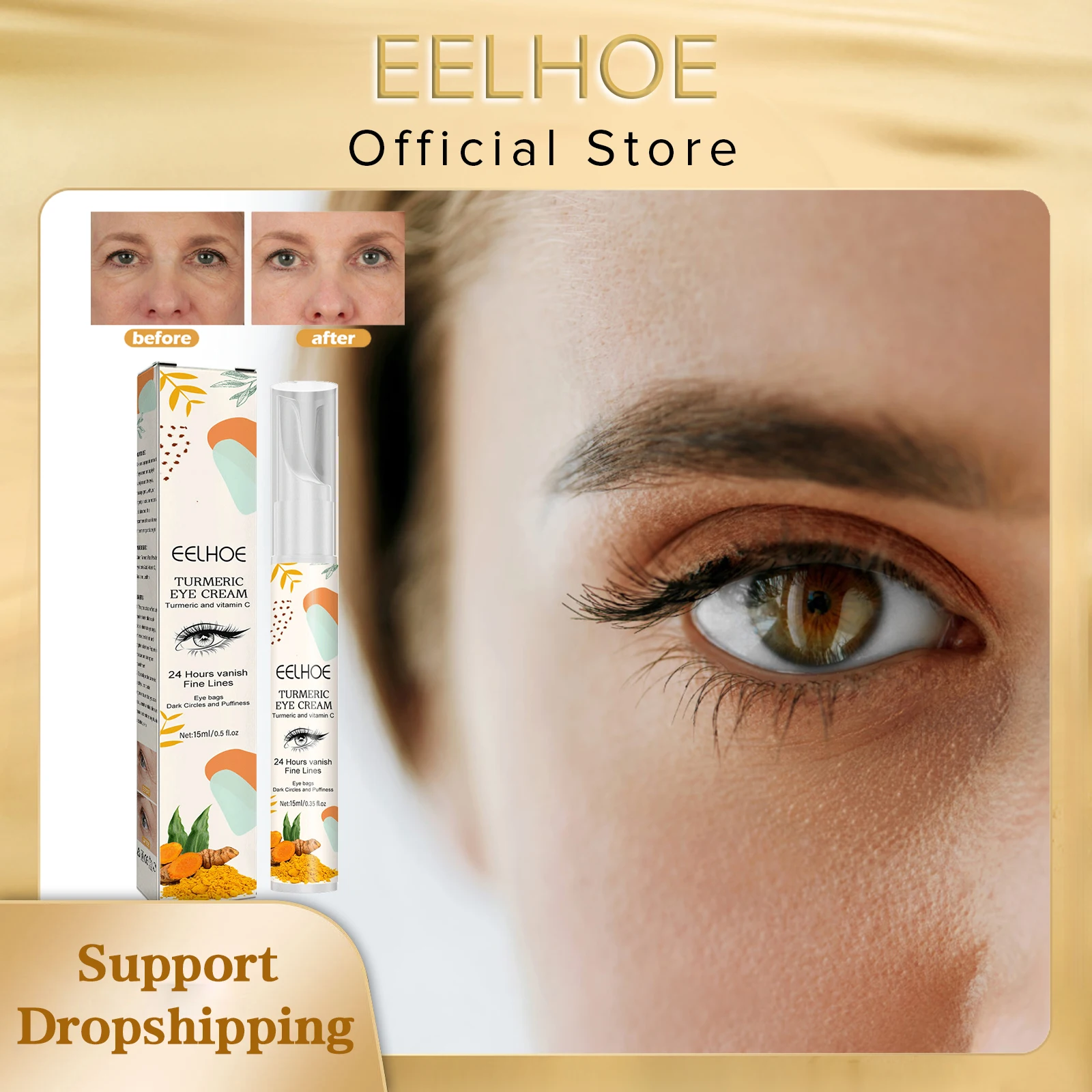 EELHOE Turmeric Whitening Eye Cream Instant Wrinkle Remover Anti Dark Circle Fade Fine Line Brighten Moisturizer Eye Care Cream
EELHOE Turmeric Whitening Eye Cream Instant Wrinkle Remover Anti Dark Circle Fade Fine Line Brighten Moisturizer Eye Care Cream
