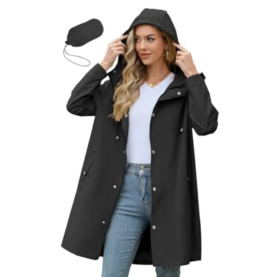 Zando Long Packable Rain Jacket Women Waterproof - Raincoat for Women Rain Coat with Hood Lightweight Outdoor Windbreaker
Zando Long Packable Rain Jacket Women Waterproof - Raincoat for Women Rain Coat with Hood Lightweight Outdoor Windbreaker