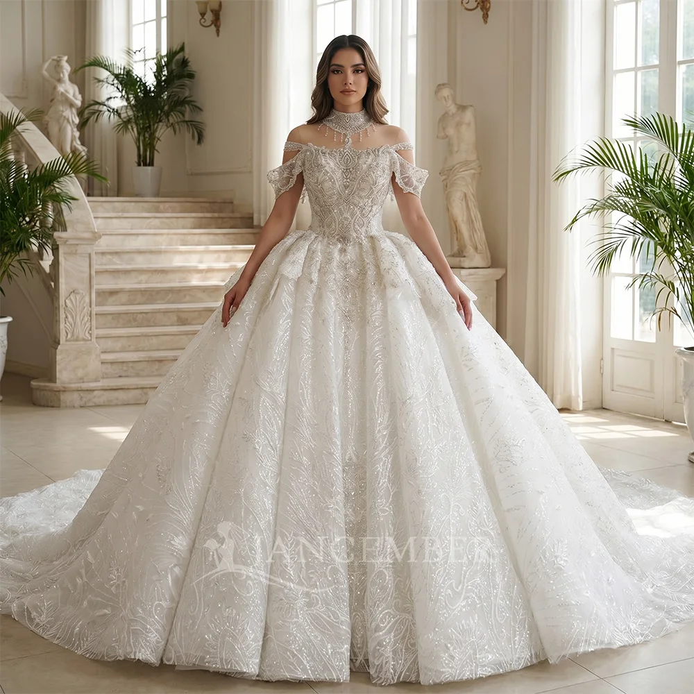 Bridal Dress Sparkly Sequins Pearls Wedding Gown Ball Gown Scoop Cap Sleeve Lace Up Back Bride Robe Customized Vestido De Novia
Bridal Dress Sparkly Sequins Pearls Wedding Gown Ball Gown Scoop Cap Sleeve Lace Up Back Bride Robe Customized Vestido De Novia