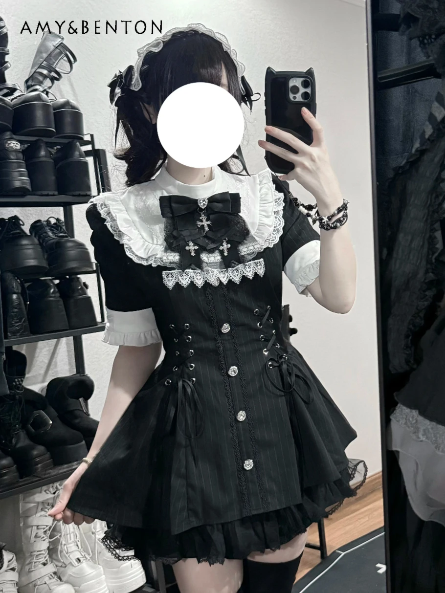 Japanese Subculture Sets Mine Series Mass-Produced Bow Tie Slim Versatile Stand Collar Short Sleeve Dress Shorts Two-Piece Set
Japanese Subculture Sets Mine Series Mass-Produced Bow Tie Slim Versatile Stand Collar Short Sleeve Dress Shorts Two-Piece Set