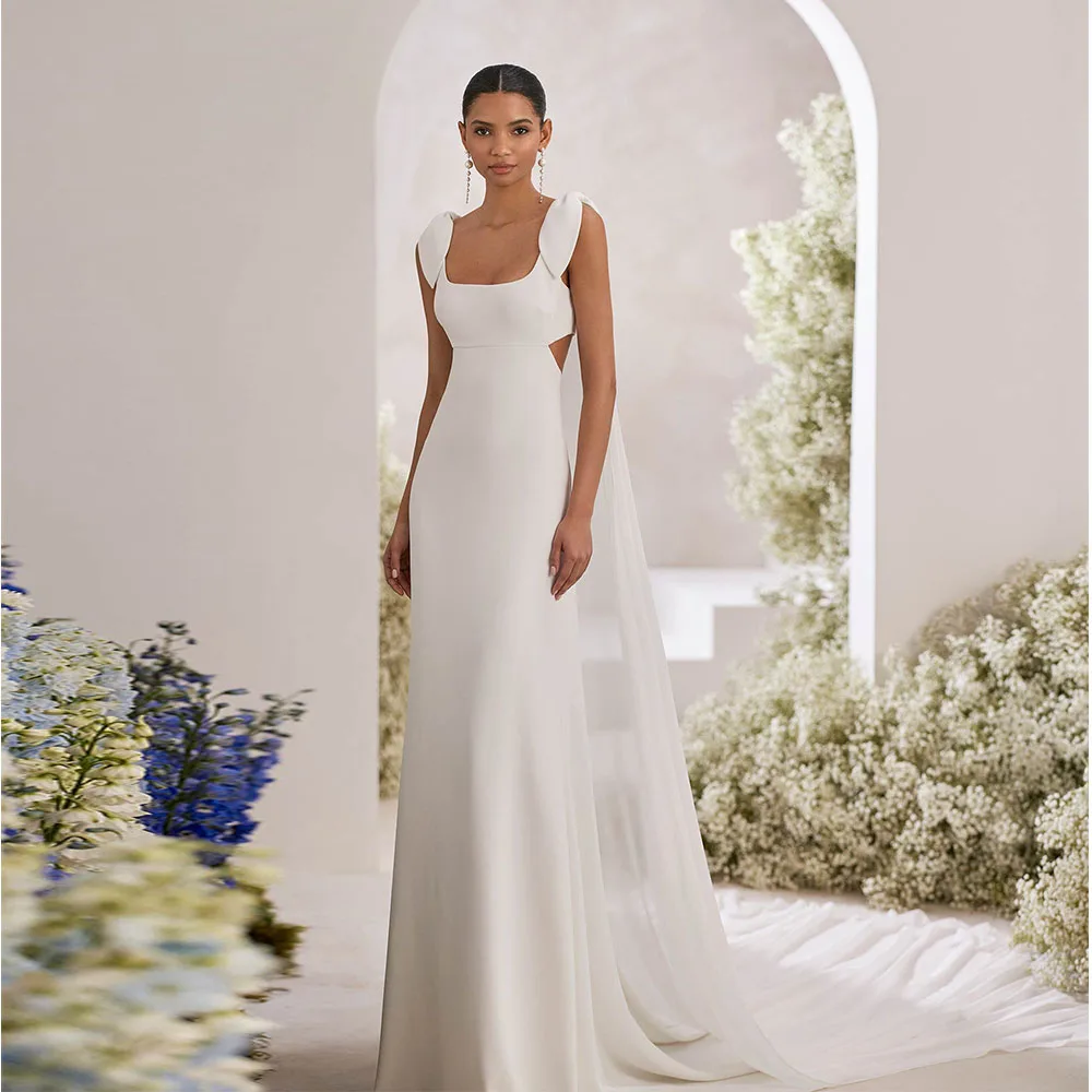 Ivory Square Collar Wedding Dresses for Women Chiffon Detachable Train Mermaid Spaghetti Straps Wedding Gowns Long Bridal Dress
Ivory Square Collar Wedding Dresses for Women Chiffon Detachable Train Mermaid Spaghetti Straps Wedding Gowns Long Bridal Dress