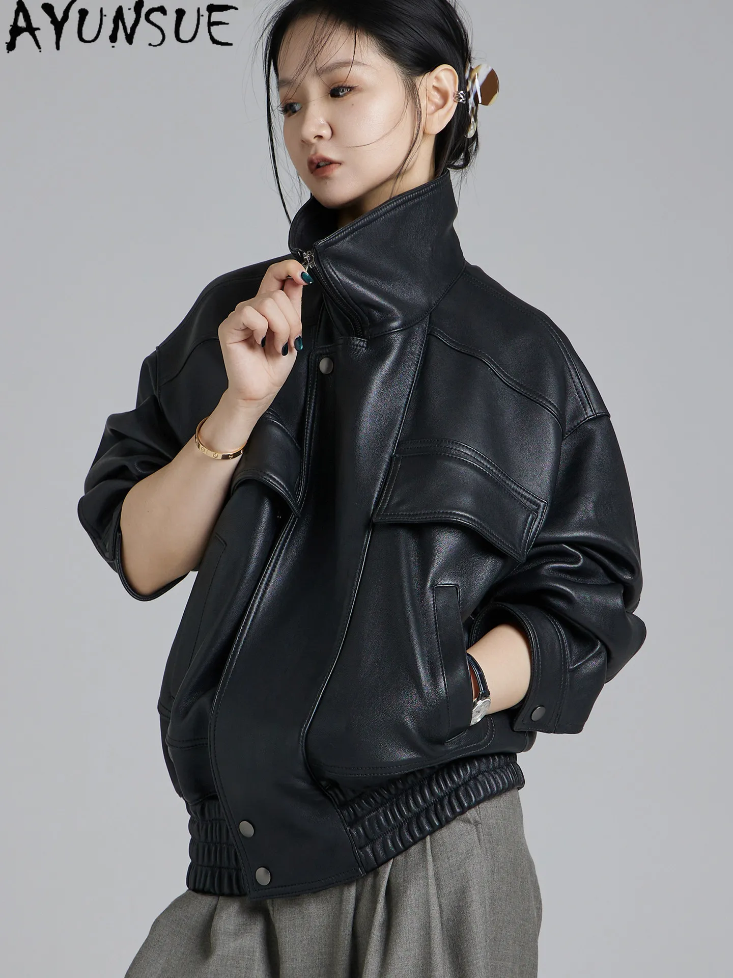 AYUNSUE Natural Real Leather Jacket Women Spring Autumn Clothes Fashion Sheepskin Motocycle Coat Woman Black Jaqueta De Couro
AYUNSUE Natural Real Leather Jacket Women Spring Autumn Clothes Fashion Sheepskin Motocycle Coat Woman Black Jaqueta De Couro