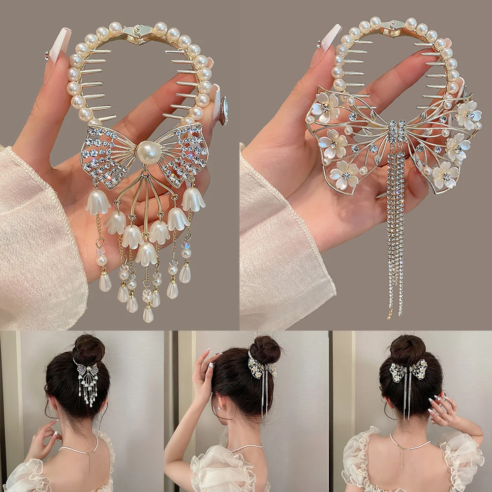 New Bell Orchid Flower Hair Claw Pearl Rhinestone Tassel Ponytail Buckle Shark Clip Korean Elegant Hair Clip Hair Accessories
New Bell Orchid Flower Hair Claw Pearl Rhinestone Tassel Ponytail Buckle Shark Clip Korean Elegant Hair Clip Hair Accessories