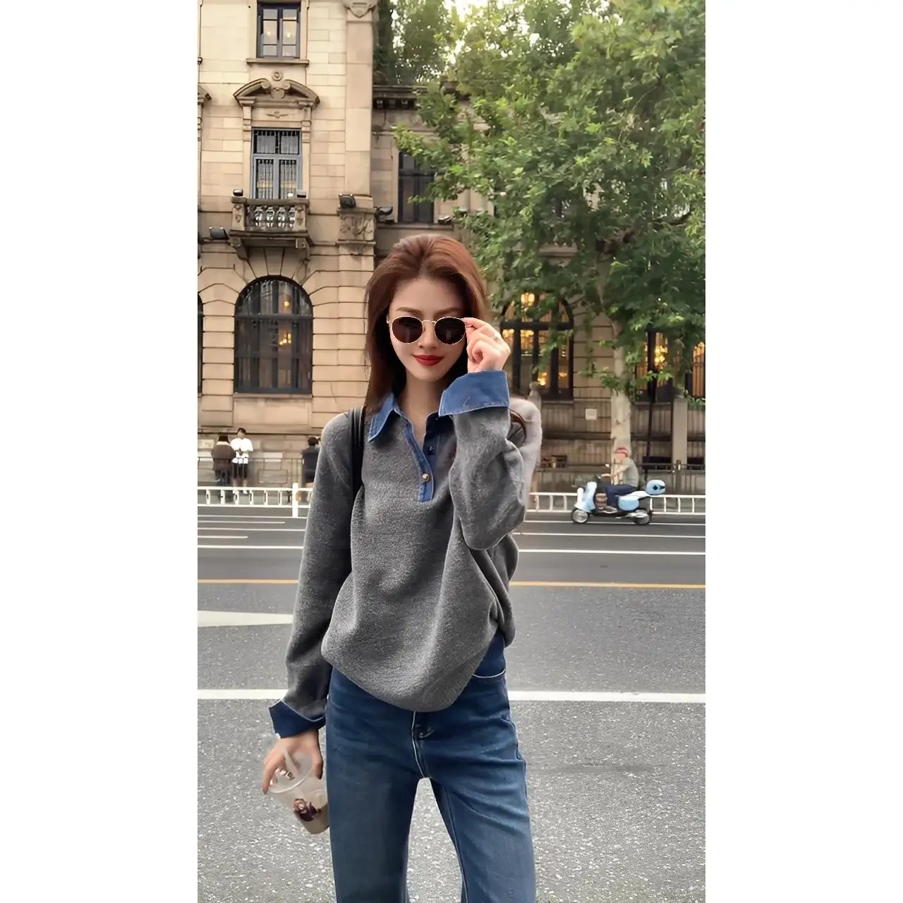 French Sle Denim Patchwork Collar Fake Two-Piece Sweater Women's Winter New Design Sensation Faion Top for Girls
French Sle Denim Patchwork Collar Fake Two-Piece Sweater Women's Winter New Design Sensation Faion Top for Girls