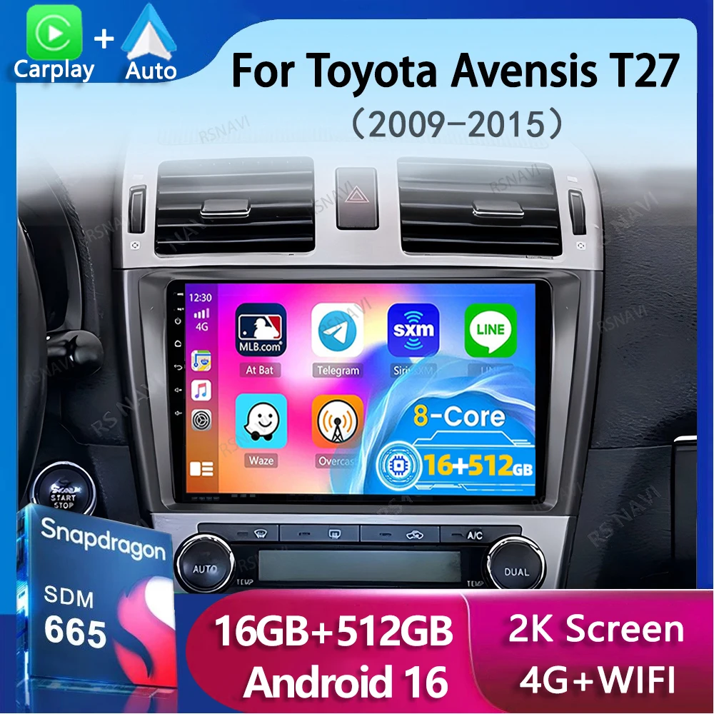 Android 16 Car Radio For Toyota Avensis T27 2009 - 2015 Navigation GPS Multimedia Player Stereo wifi+4G Carplay auto video 2din
Android 16 Car Radio For Toyota Avensis T27 2009 - 2015 Navigation GPS Multimedia Player Stereo wifi+4G Carplay auto video 2din