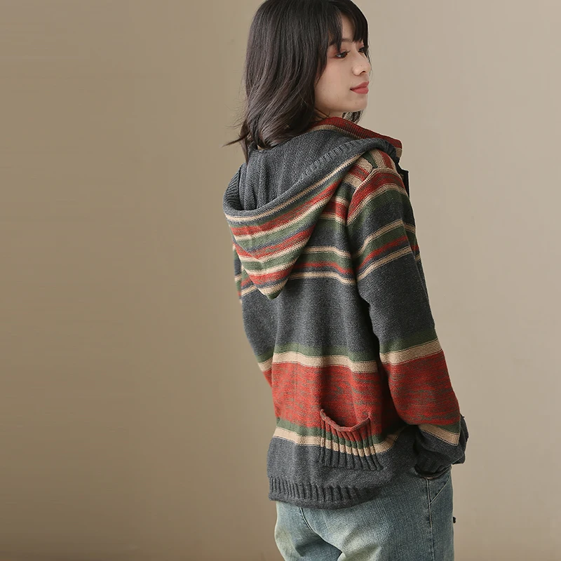 Съемная шапка, вязаный кардиган, пальто, женское осенне-зимнее новое полосатое художественное пальто с капюшоном из смеси хлопка, длинный свеч Loo...
Съемная шапка, вязаный кардиган, пальто, женское осенне-зимнее новое полосатое художественное пальто с капюшоном из смеси хлопка, длинный свеч Loo...