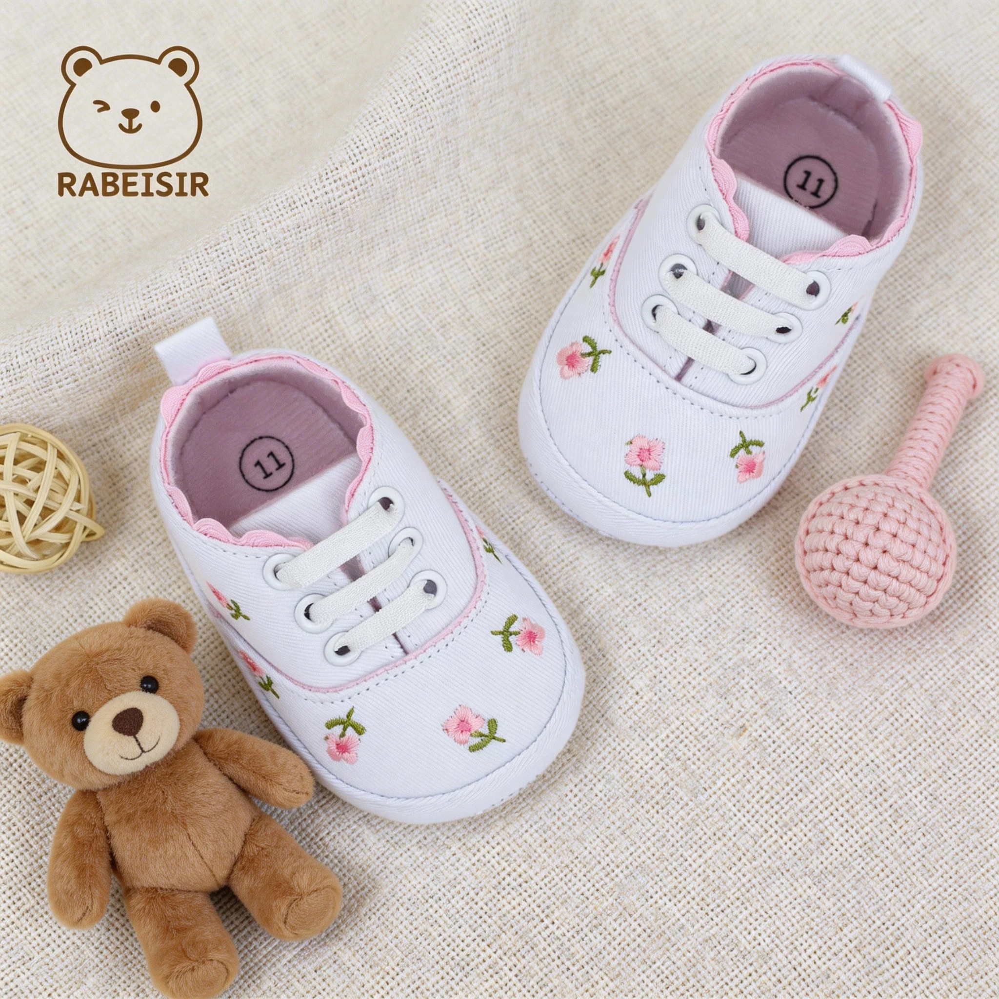 Cute Mini Floral Embroidery Decor Faux Lace‑Up Heel Pull Tab Soft Sole Infant First Walker Shoes
Cute Mini Floral Embroidery Decor Faux Lace‑Up Heel Pull Tab Soft Sole Infant First Walker Shoes