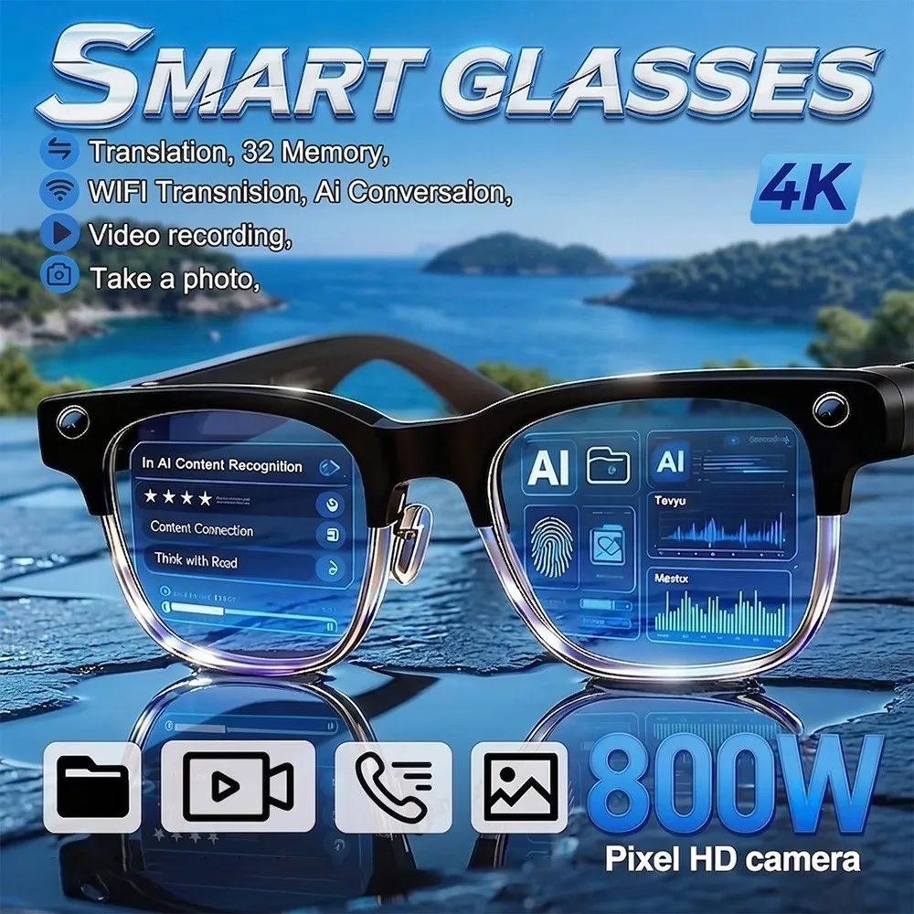 Camera Smart Glasses Men Video Recording 4K Photo AI Recognition Bluetooth Call Voice Translation Women Anti Blue Light Work
Camera Smart Glasses Men Video Recording 4K Photo AI Recognition Bluetooth Call Voice Translation Women Anti Blue Light Work