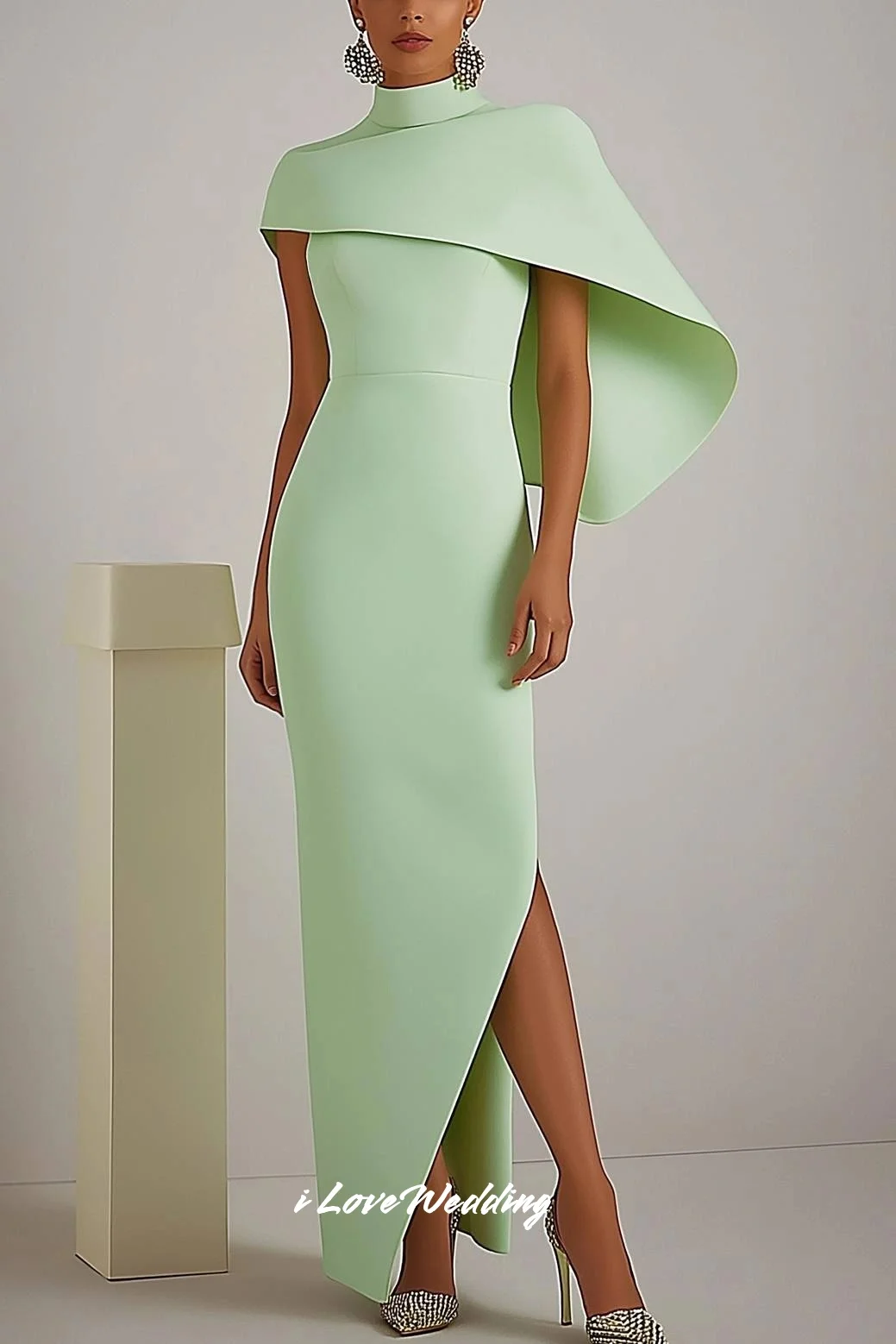 Sage Green High Neck Evening Dresses 2025 Satin Shawl Pleated Mermaid Side Split Ankle-Length Wedding Party Dresses Customized
Sage Green High Neck Evening Dresses 2025 Satin Shawl Pleated Mermaid Side Split Ankle-Length Wedding Party Dresses Customized