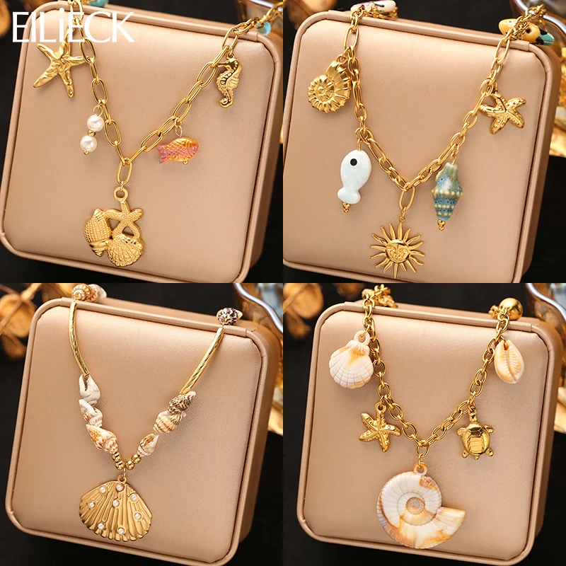 EILIECK 316L Stainless Steel Gold Color Sun Pendant Necklace Trendy Handmade Neck Chain Waterproof Ocean Style Jewelry for Women 
EILIECK 316L Stainless Steel Gold Color Sun Pendant Necklace Trendy Handmade Neck Chain Waterproof Ocean Style Jewelry for Women