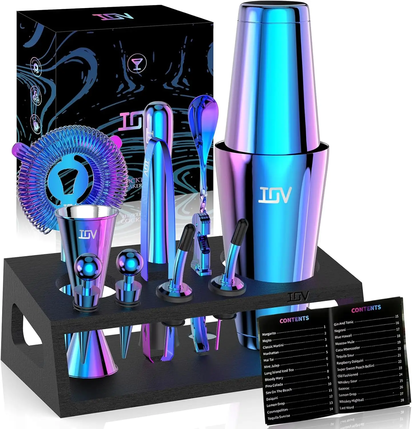 12-Piece Cocktail Shaker Set with 18oz & 28oz Boston Shaker, Recipe Book and Stand - Perfect Home Bar Gift
12-Piece Cocktail Shaker Set with 18oz & 28oz Boston Shaker, Recipe Book and Stand - Perfect Home Bar Gift