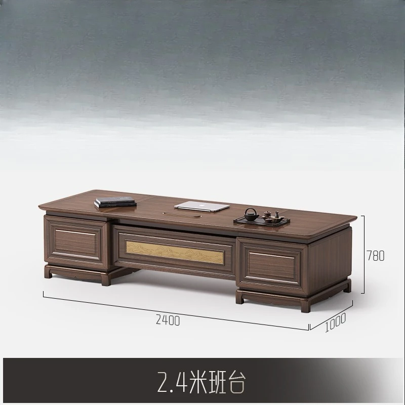 New Chinese-style boss desk, high-end atmospheric office furniture, black sandalwood big desk, light luxury
New Chinese-style boss desk, high-end atmospheric office furniture, black sandalwood big desk, light luxury