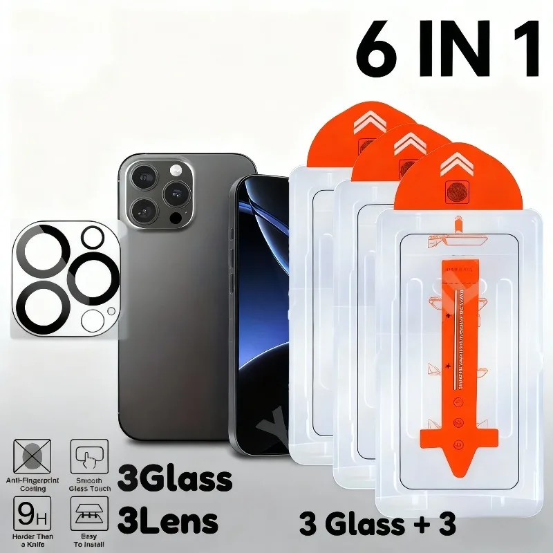 Защитное стекло 6-в-1 с 3 пленками для объектива камеры для iPhone 17, 16, 15, 14, 13, 12, 11 Pro Max, 16, 15, 14 Plus, 16e Air
Защитное стекло 6-в-1 с 3 пленками для объектива камеры для iPhone 17, 16, 15, 14, 13, 12, 11 Pro Max, 16, 15, 14 Plus, 16e Air