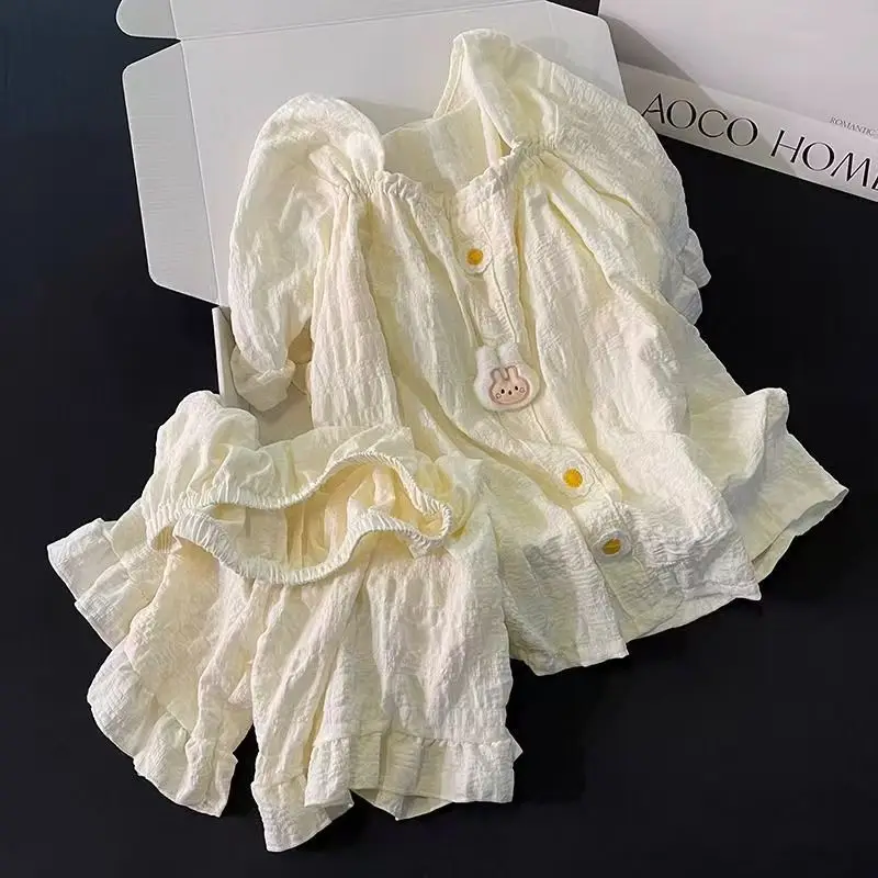 Cloud Cotton Pajamas Set for Women with Built in Bra Short Sleeve Shorts Sweet Princess Homewear
Cloud Cotton Pajamas Set for Women with Built in Bra Short Sleeve Shorts Sweet Princess Homewear