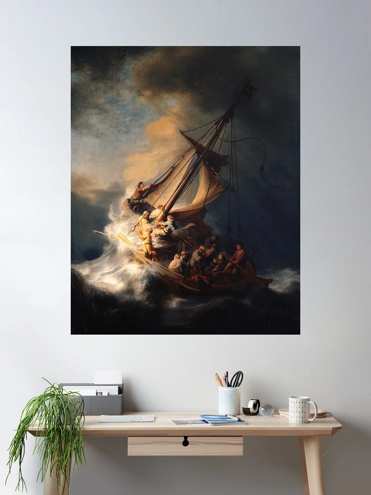 Rembrandt Christ in the Storm on the Lake of Galilee, Print Art Canvas Poster, For Living Room Decor Home Wall Picture
Rembrandt Christ in the Storm on the Lake of Galilee, Print Art Canvas Poster, For Living Room Decor Home Wall Picture