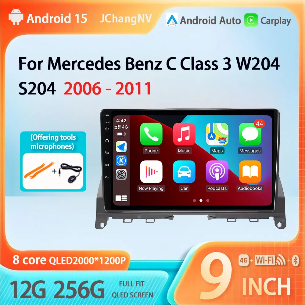 Android 15 Автомобильный радиоприемник Carplay Авто Мультимедийный плеер Навигационный головное устройство GPS для Mercedes Benz C Class 3 W204 S204 2006-2011
Android 15 Автомобильный радиоприемник Carplay Авто Мультимедийный плеер Навигационный головное устройство GPS для Mercedes Benz C Class 3 W204 S204 2006-2011