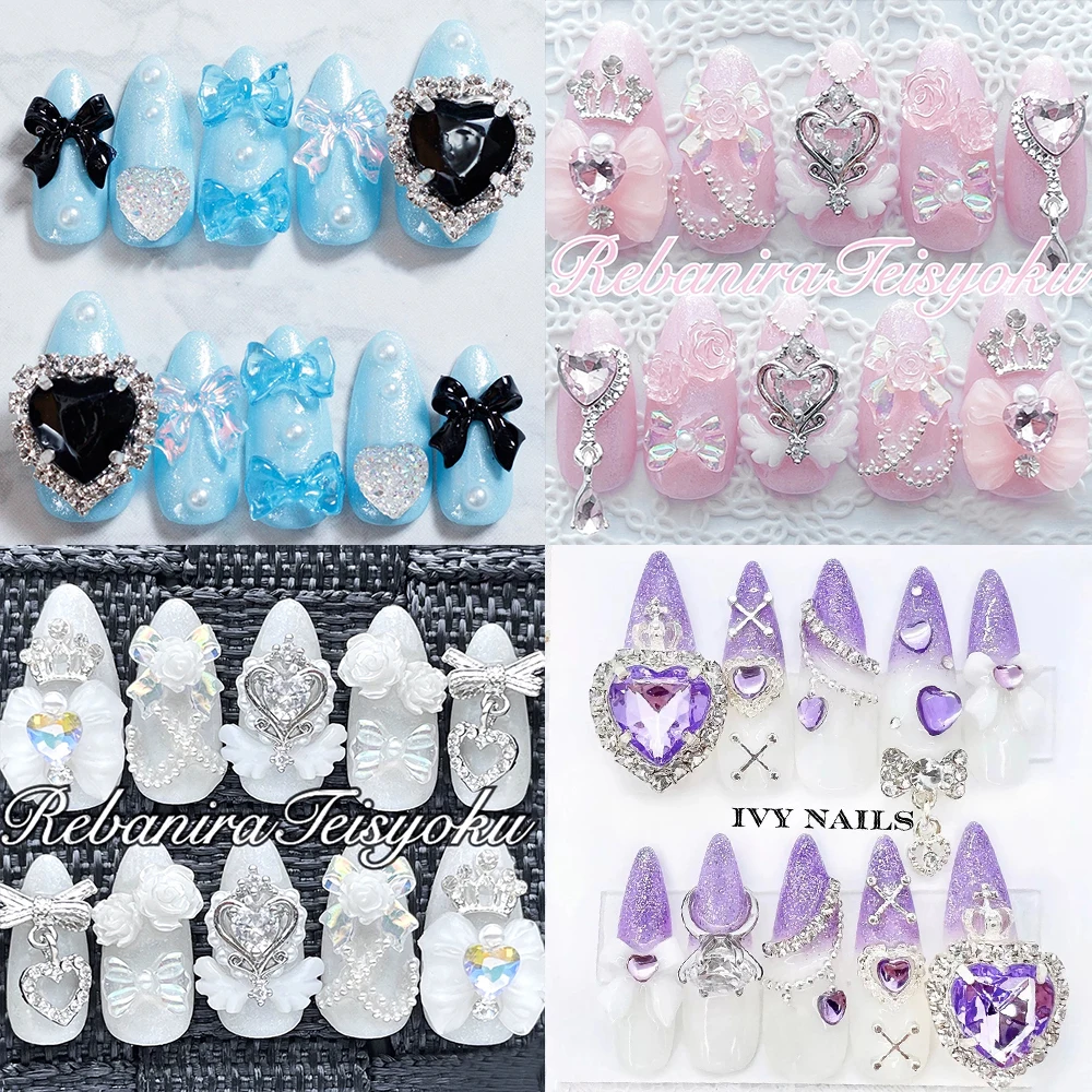 10Pcs 3D Glitter Diamond Wearable Full Cover Nails Party Stickers Sweet Cool Flowers Bowknot Almond Handmade Fake Nails Gifts
10Pcs 3D Glitter Diamond Wearable Full Cover Nails Party Stickers Sweet Cool Flowers Bowknot Almond Handmade Fake Nails Gifts