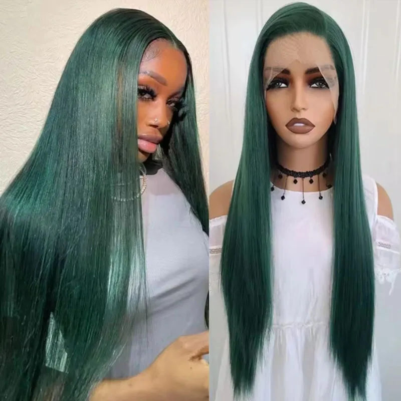 Dark Green Wig Long Silky Straight Synthetic Lace Front Wig Free Part Frontal Green Colored Party Cosplay Wigs for Women
Dark Green Wig Long Silky Straight Synthetic Lace Front Wig Free Part Frontal Green Colored Party Cosplay Wigs for Women