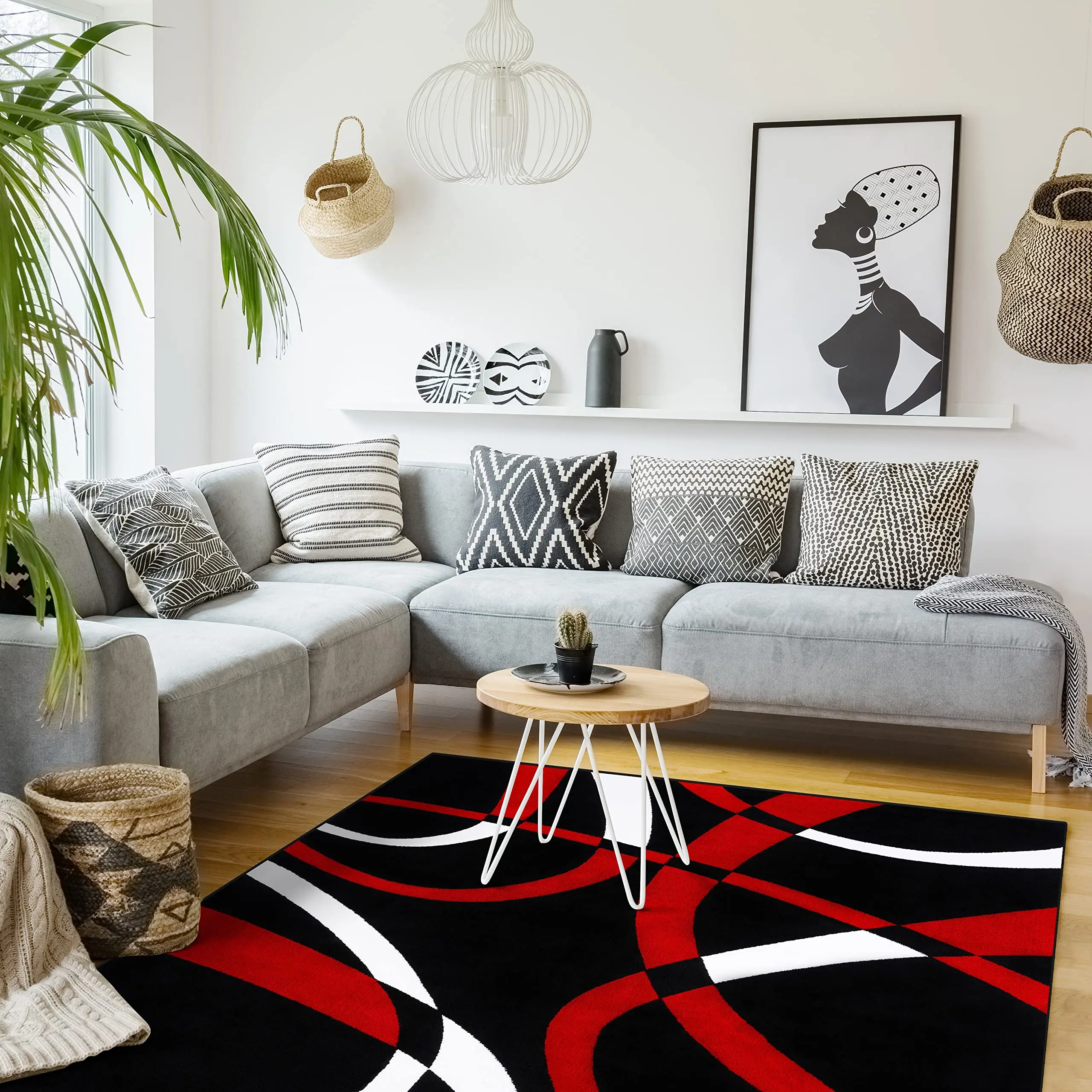 VIKAMA Red Modern Geometric Soft Area Rug,Machine Washable Indoor Floor Mat Non Slip Carpets for Living Room Home Decoration
VIKAMA Red Modern Geometric Soft Area Rug,Machine Washable Indoor Floor Mat Non Slip Carpets for Living Room Home Decoration