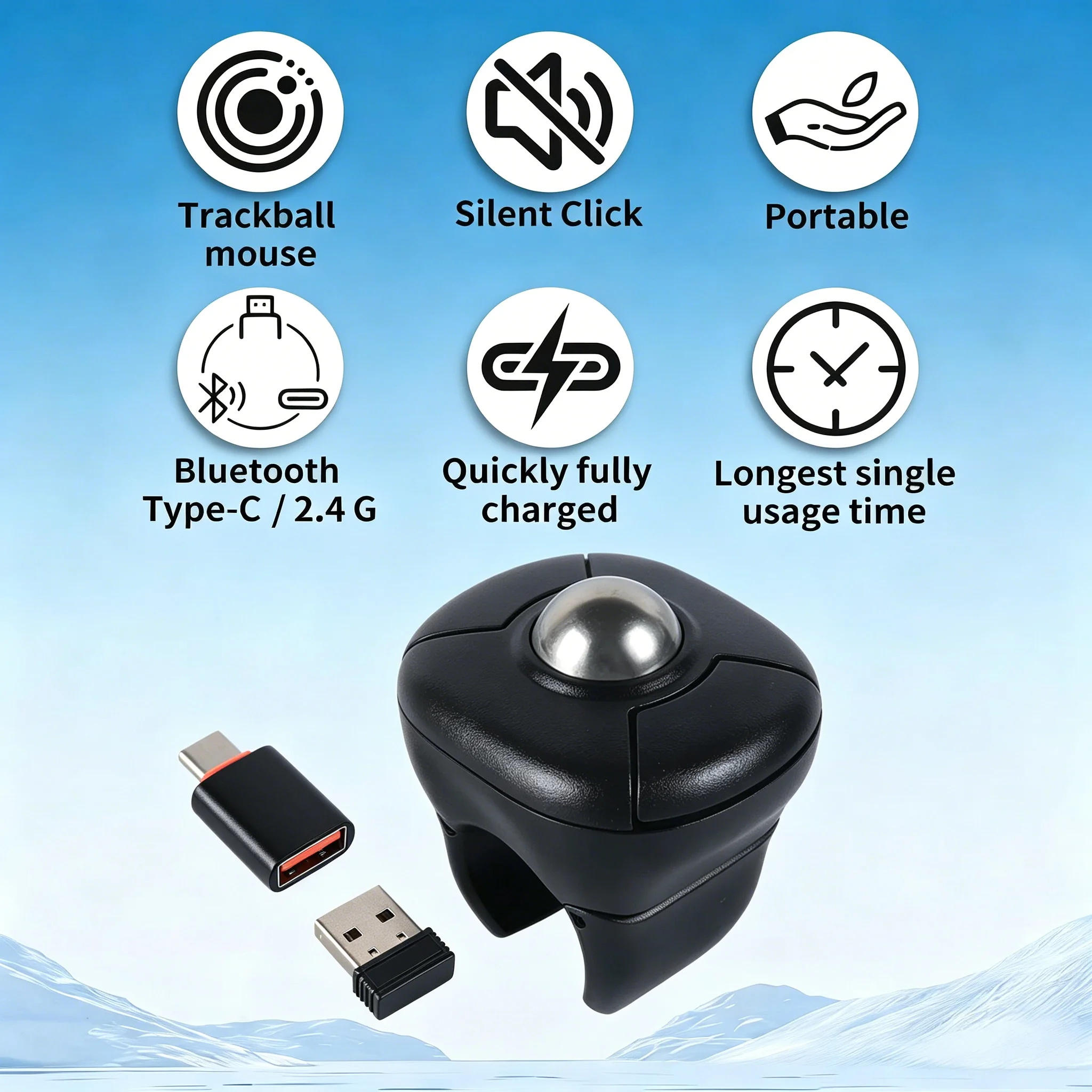 Trackball Ring Mouse Bluetooth Wireless Dual-mode Air Mouse for PPT Browsing Tiktok YouTube Novel Page Turning PC Tablet Phone
Trackball Ring Mouse Bluetooth Wireless Dual-mode Air Mouse for PPT Browsing Tiktok YouTube Novel Page Turning PC Tablet Phone