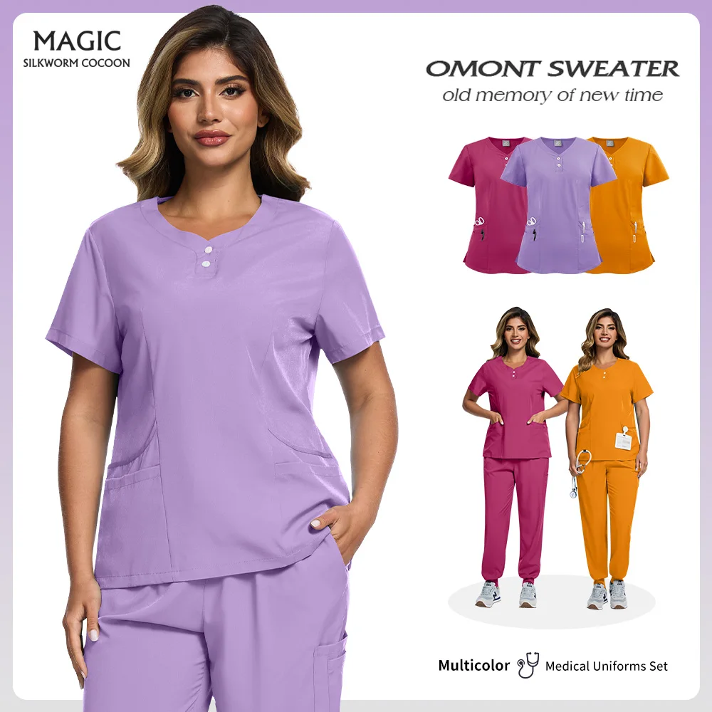 Hospital Doctor Nursing Sets Classic V-neck Scrubs Tops Jogger Pants Women Laboratory Workwear Solid Color Beauty Salon Uniforms
Hospital Doctor Nursing Sets Classic V-neck Scrubs Tops Jogger Pants Women Laboratory Workwear Solid Color Beauty Salon Uniforms