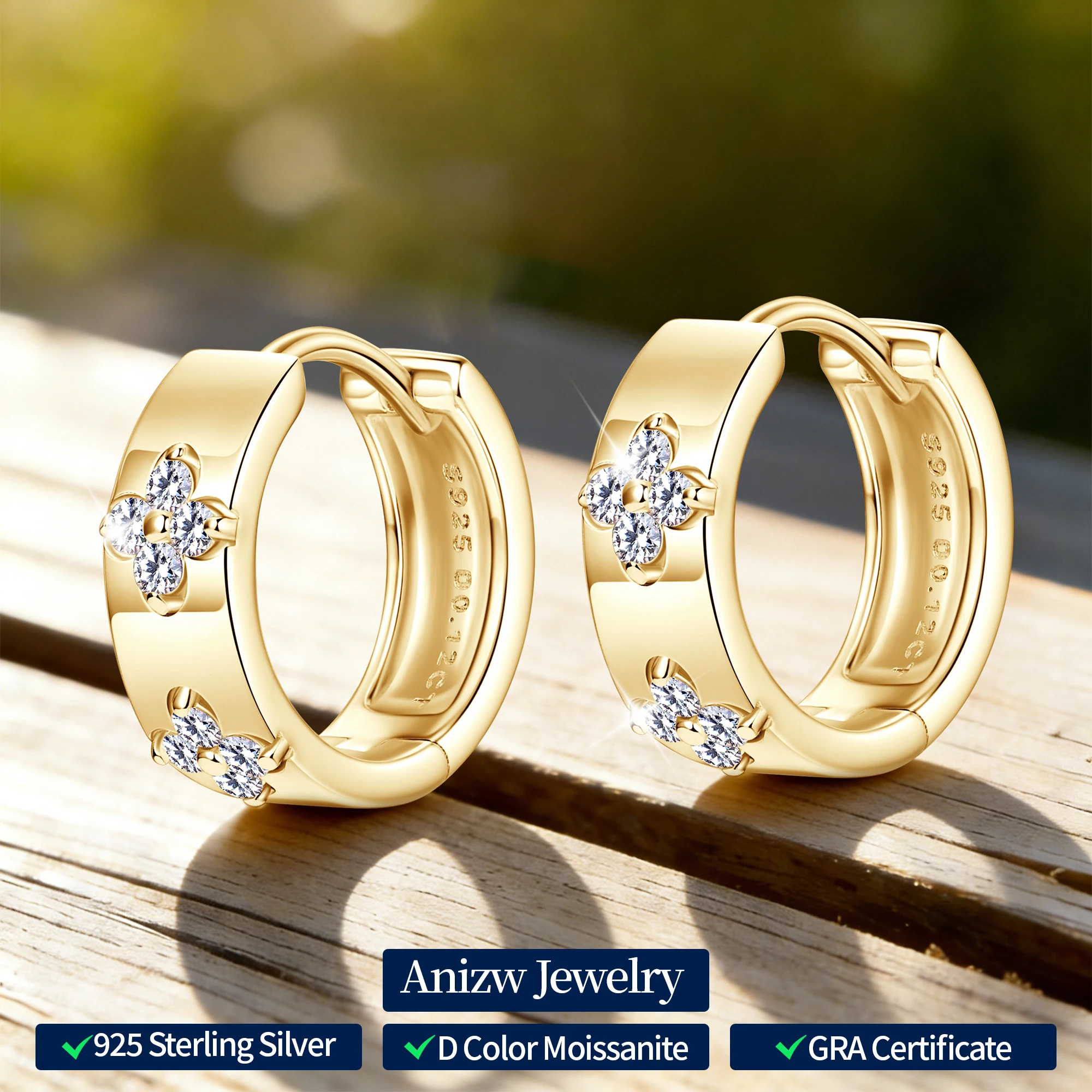 Anziw 1.5mm D Moissanite Chunky Hoop Earrings for Women 925 Silver 2025 Trendy Clover Flower Hugggie Earrings Charm Fine Jewelry
Anziw 1.5mm D Moissanite Chunky Hoop Earrings for Women 925 Silver 2025 Trendy Clover Flower Hugggie Earrings Charm Fine Jewelry