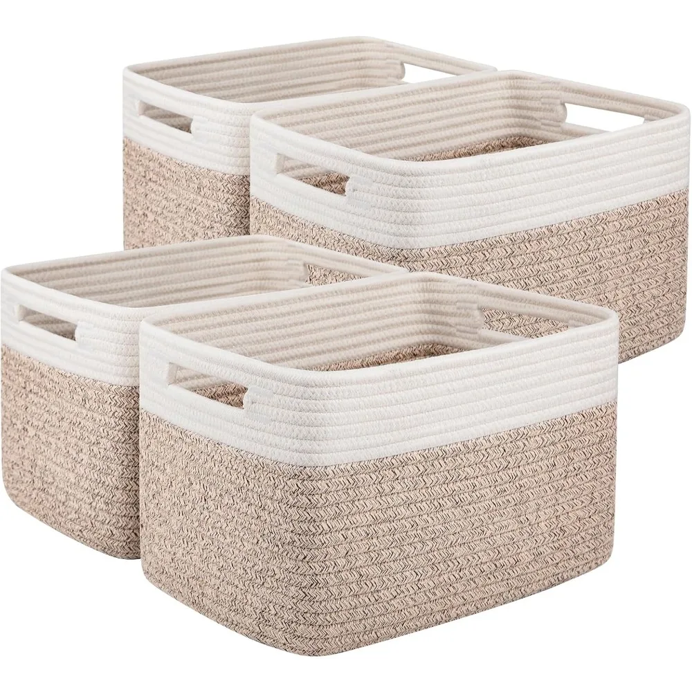 4 Pack Storage Baskets for Organizing, Basket for Shelves with Handle, Woven Baskets for Storage Toys, Towels, Books, Cotton Ro
4 Pack Storage Baskets for Organizing, Basket for Shelves with Handle, Woven Baskets for Storage Toys, Towels, Books, Cotton Ro