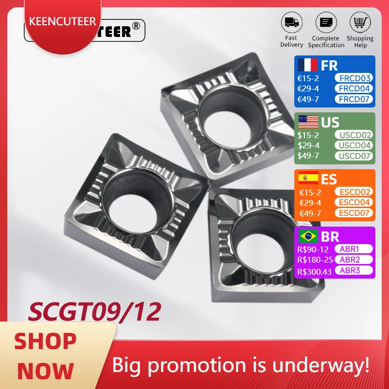 SCGT09T304 SCGT120404 SCGT120408 H01 Carbide Insert for Aluminum SSDCN External Turning Tool Blade Lathe Parts CNC Cutter
SCGT09T304 SCGT120404 SCGT120408 H01 Carbide Insert for Aluminum SSDCN External Turning Tool Blade Lathe Parts CNC Cutter