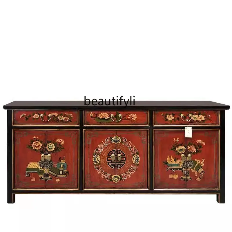 Chinese original painted six-door large-capacity shoe cabinet with distressed retro living room dining room wine cabinet
Chinese original painted six-door large-capacity shoe cabinet with distressed retro living room dining room wine cabinet
