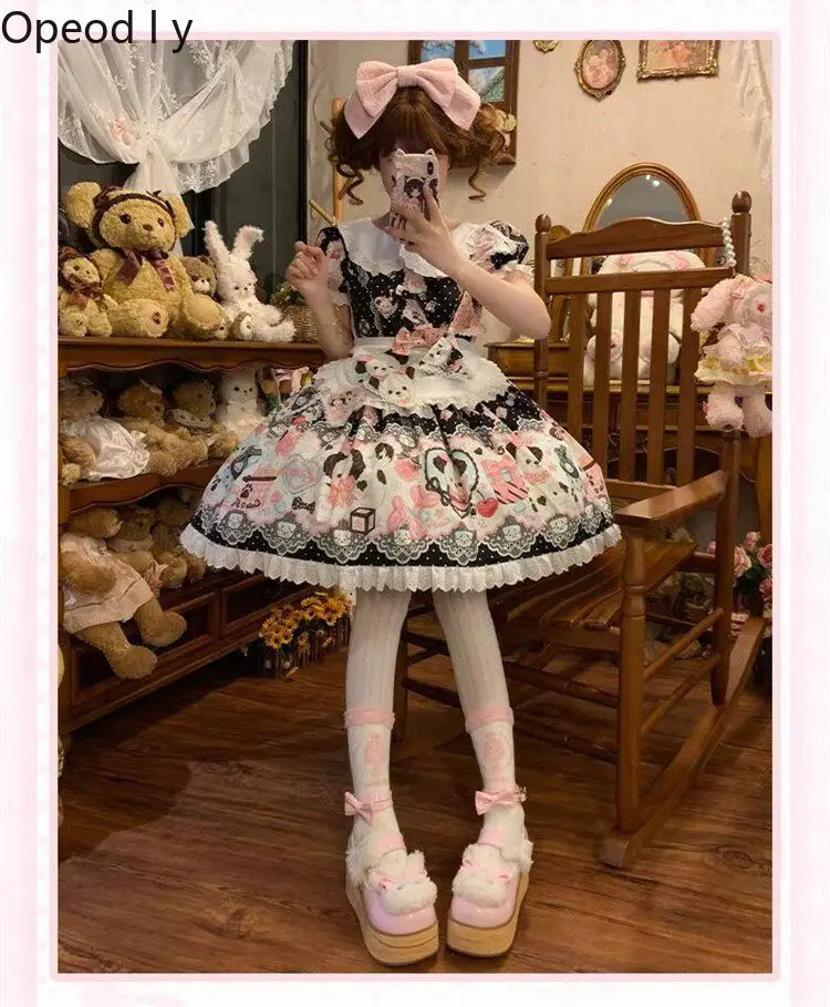 Lolita Original Design Dress Fashion Idyllic Retro Cute OP Dress Sweet Girlish Temperament Princess Print Dress Women Summer
Lolita Original Design Dress Fashion Idyllic Retro Cute OP Dress Sweet Girlish Temperament Princess Print Dress Women Summer