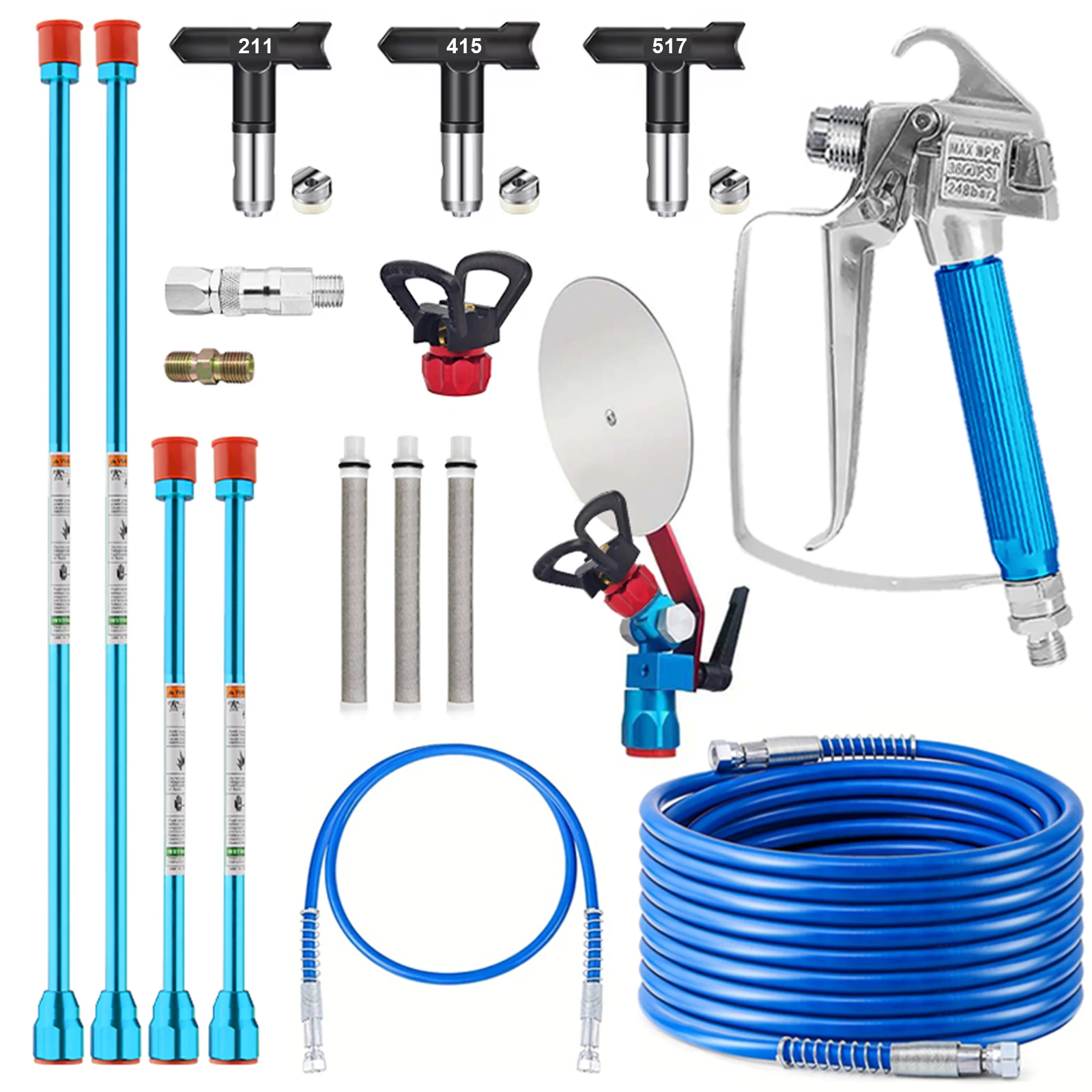 SIHAO 19-Piece Airless Paint Spray Gun with Extension Pole, Hose, Filters & 5 Nozzles, High Pressure Airless Sprayer Kit
SIHAO 19-Piece Airless Paint Spray Gun with Extension Pole, Hose, Filters & 5 Nozzles, High Pressure Airless Sprayer Kit